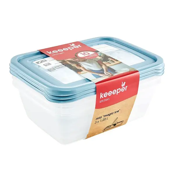 Sada 3 nádob Rovno. S modrým štítkom 20,5x15,5x6,5 1,25l