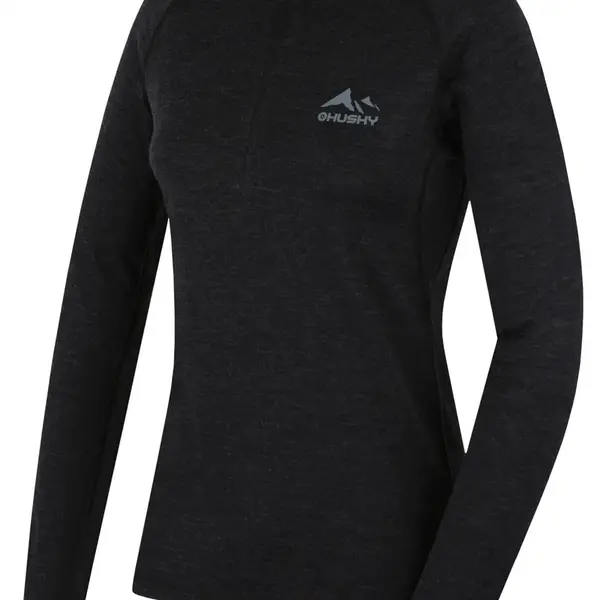Husky Merow Zip L M, black Merino termoprádlo triko