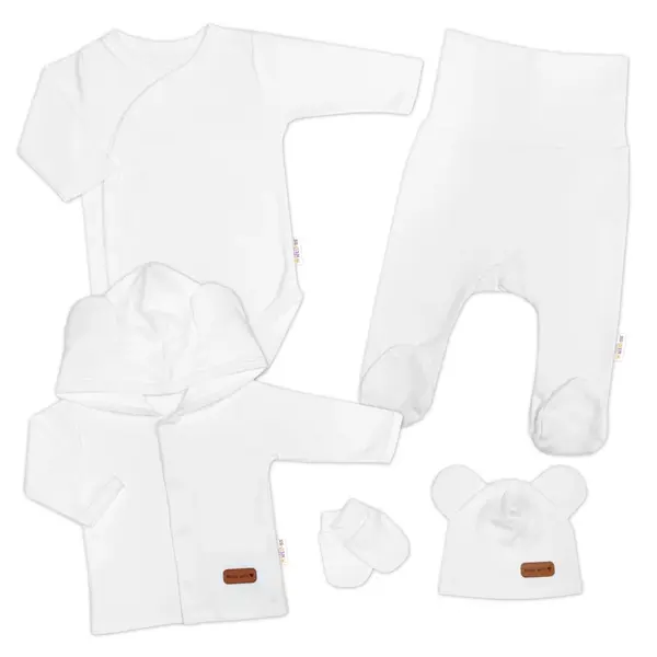 Baby Nellys 5D Bavlněná souprava pro miminko do porodnice Nature, bílá, 62