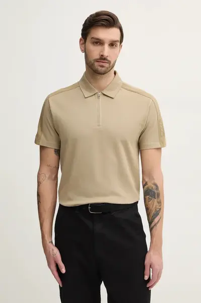 Bavlněné polo tričko Calvin Klein Jeans zelená barva, J30J327240