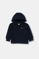 Dětská mikina Lacoste černá barva, s kapucí, hladká, SJ5292
