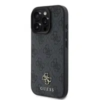Zadní kryt Guess PU 4G Small Metal Logo MagSafe pro Apple iPhone 16 Pro, šedá