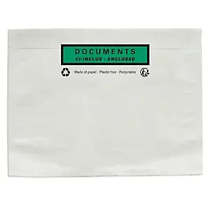 1000 x Papírový obal na doprovodnou dokumentaci, 162x120 mm, DOCUMENTS ENCLOSED | RAJA