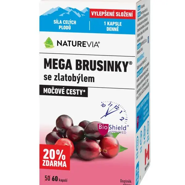 NatureVia Mega brusinky 60 kapslí