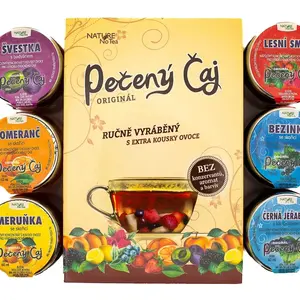 Nature Notea Čaj pečený Švestka, Lesní směs, Pomeranč, Bezinky, Meruňka, Černá jeřabina dárková sada 6x60 ml