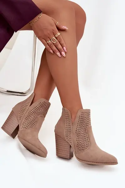 S. BARSKI Odkryté dámské kotníkové boty na podpatku S.Barski