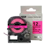 Epson SK12P, 12mm x 5m, černý tisk / fluorescenční růžový podklad, kompatibilní páska
