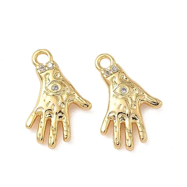 Brass Micro Pave Clear Cubic Zirconia Charms