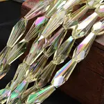Full Rainbow Plated Faceted Teardrop Glass Bead Strands