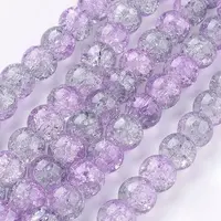 1Strand Two Tone Transparent Crackle Glass Round Beads Strands
