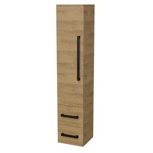 Kúpeľňová skrinka vysoká s čiernou úchytkou SAT Cube Way 35x163x33 cm dub Hickory mat CUBE3CV35DH