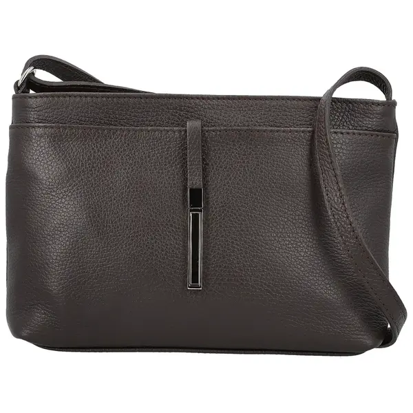 Dámská kožená crossbody kabelka tmavě hnědá - Delami Vera Pelle Finni