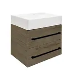 Kúpeľňová skrinka s umývadlom a čiernou úchytkou SAT Cube Way 60x53x46 cm dub Wellington mat CUBE46C602DWSATCWL