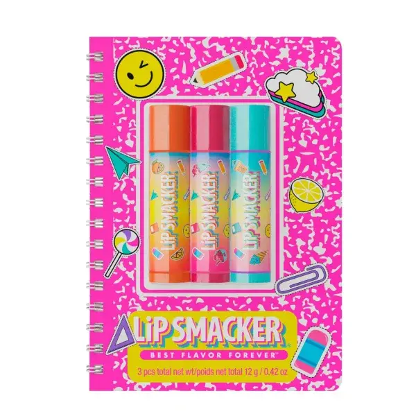 Lip Smacker Spiral Notebook Trio Lip Balm (Pink)​ dárkové balení amerických balzámů na rty