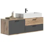 MID.YOU SKŘÍŇKA S UMYVADLEM, šedá, barvy dubu, barvy dubu, 140/46,5/48 cm