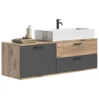 MID.YOU SKŘÍŇKA S UMYVADLEM, šedá, barvy dubu, barvy dubu, 140/46,5/48 cm