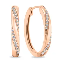 Brilio Silver Slušivé bronzové oválné náušnice s čirými zirkony EA661R