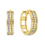 Brilio Silver Oblíbené pozlacené kruhové náušnice se zirkony EA498Y