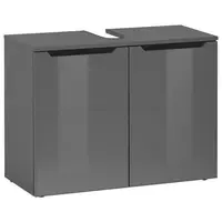 home24 SKŘÍŇKA POD UMYVADLO, černá, vysoce lesklá antracitová, antracitová,