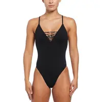 Nike SNEAKERKINI Dámske jednodielne plavky, čierna, veľkosť