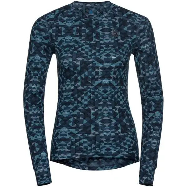 Odlo W BL TOP ACTIVEWARM ECO GRAPHIC Dámske funkčné tričko, modrá, veľkosť