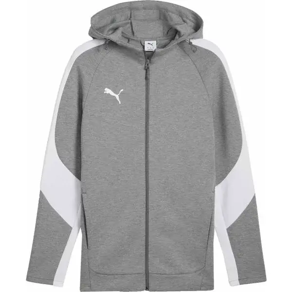 Puma TEAMEVOSTRIPE HOODED JACKET Pánska bunda, sivá, veľkosť