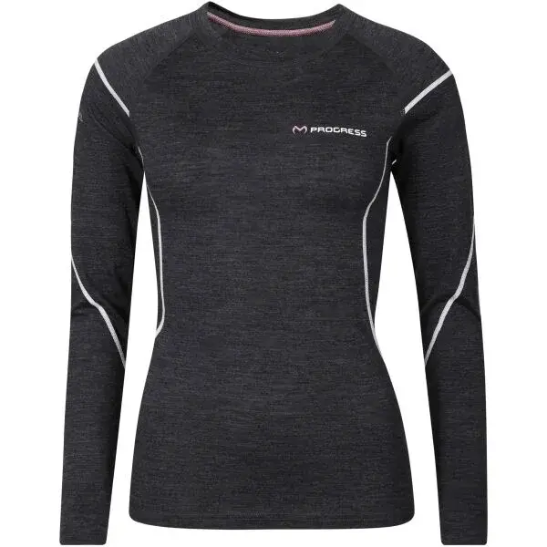 PROGRESS MERINO LS Dámske funkčné Merino tričko, čierna, veľkosť