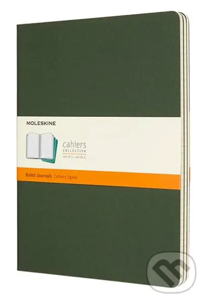 Moleskine - sada 3 zošitov (zelená väzba) (veľké, linajkované)