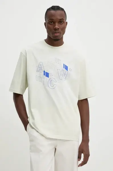 Bavlněné tričko A-COLD-WALL* Schematic béžová barva, s potiskem, ACWMTS198