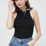 Bavlněný top Polo Ralph Lauren černá barva