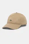 Bavlněná baseballová čepice Lacoste béžová barva, s aplikací