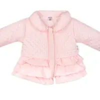 Baby Nellys Kojenecká přechodová bundička  s volánky, světle růžová
