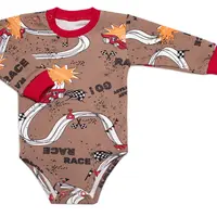 Body dl. rukáv, bavlna, zapínání u krku , RACE - hnědé, vel. 80