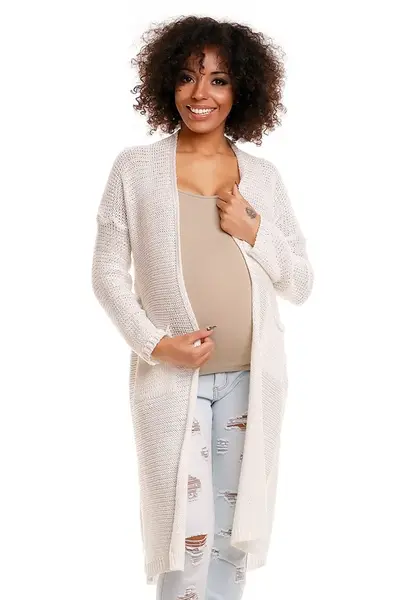 bemaamaa Svetříkový plášť s kapsami MERY - bílý