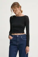 Bavlněné tričko s dlouhým rukávem Pepe Jeans LULLY černá barva, odkrytá záda, PL505987