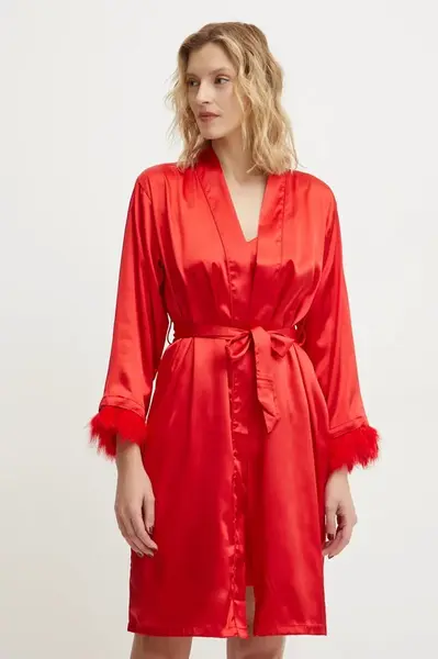 Noční košile a župan Answear.LAB červená barva