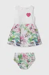 Dětské bavlněné šaty Guess bílá barva, mini