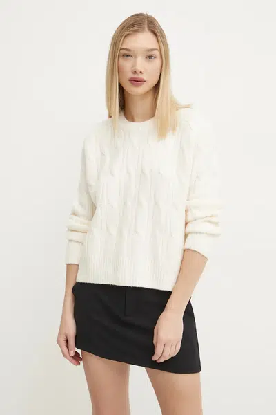 Svetr z vlněné směsi Abercrombie & Fitch dámský, béžová barva, hřejivý, KI150-4457