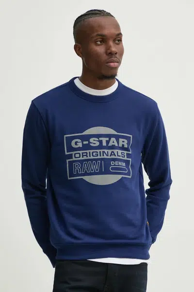 Mikina G-Star pánská, tmavomodrá barva, s potiskem, D25441-D797