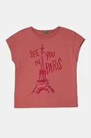 Dětské bavlněné tričko United Colors of Benetton růžová barva, 3I1XC10NZ