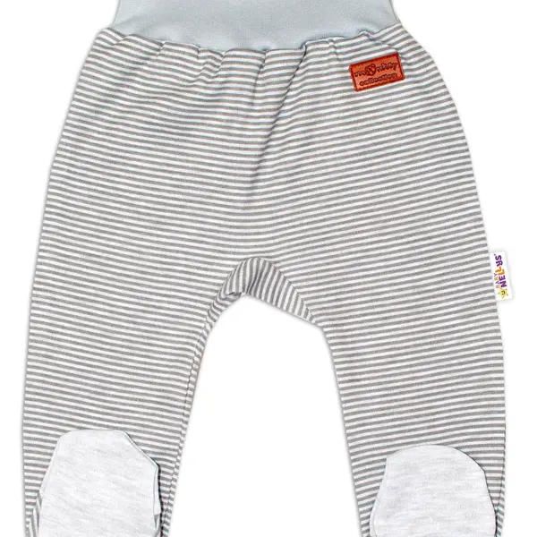 Baby Nellys Kojenecké polodupačky Monkey - proužky/sv. šedý melírek vel.  74
