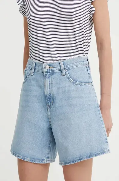 Džínové šortky Levi's HIGH BAGGY SHORT dámské, hladké, high waist, A9311