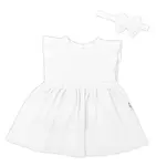 Baby Nellys 2-dílná sada mušelínové šatičky + čelenka, bílé vel. 68