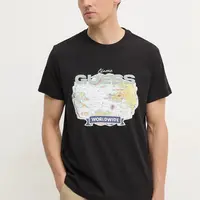 Bavlněné tričko Guess černá barva, s aplikací, M5RI10 I3Z14