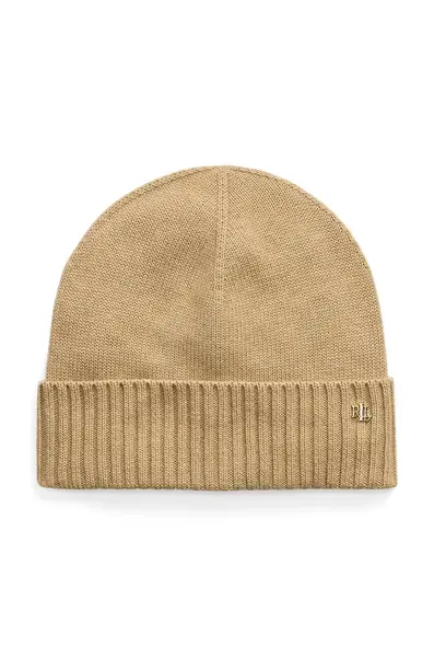 Čepice z vlněné směsi Lauren Ralph Lauren béžová barva, 454960057