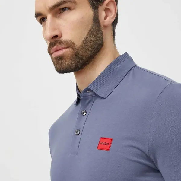 Bavlněné polo tričko HUGO s aplikací, 50490770
