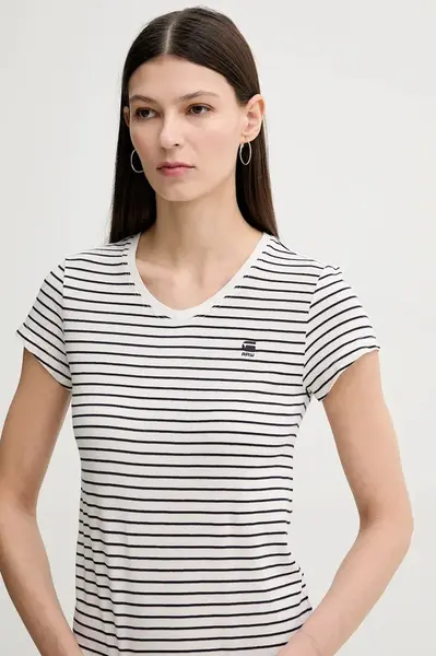 Bavlněné tričko G-Star Stripe eyben slim v t 2.0 tmavomodrá barva, D24533-D244