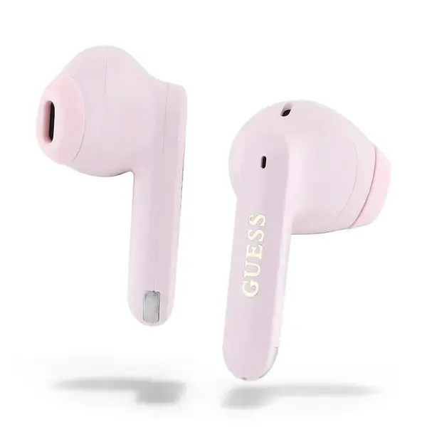 Bezdrátová sluchátka do uší Guess Elongated Metalic Printed Logo růžová barva