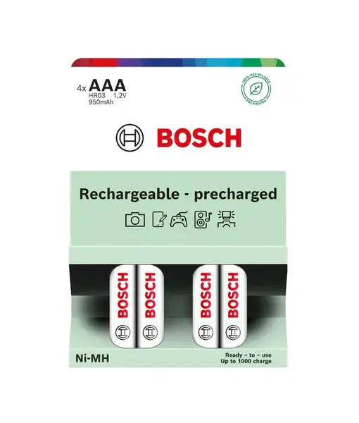 Bosch Rechargeable NiMh AAA HR03 950 mAh Precharged baterie 4 ks