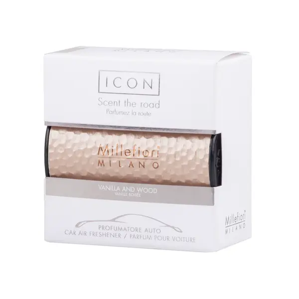 Millefiori Icon Metal Shades Vanilla & Wood vůně do auta 47 g zlatá